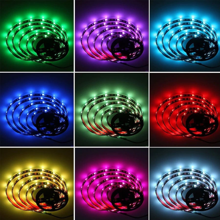 شريط إضاءة 16 لون RGB تحكم بـ (ريموت كنترول) 5متر