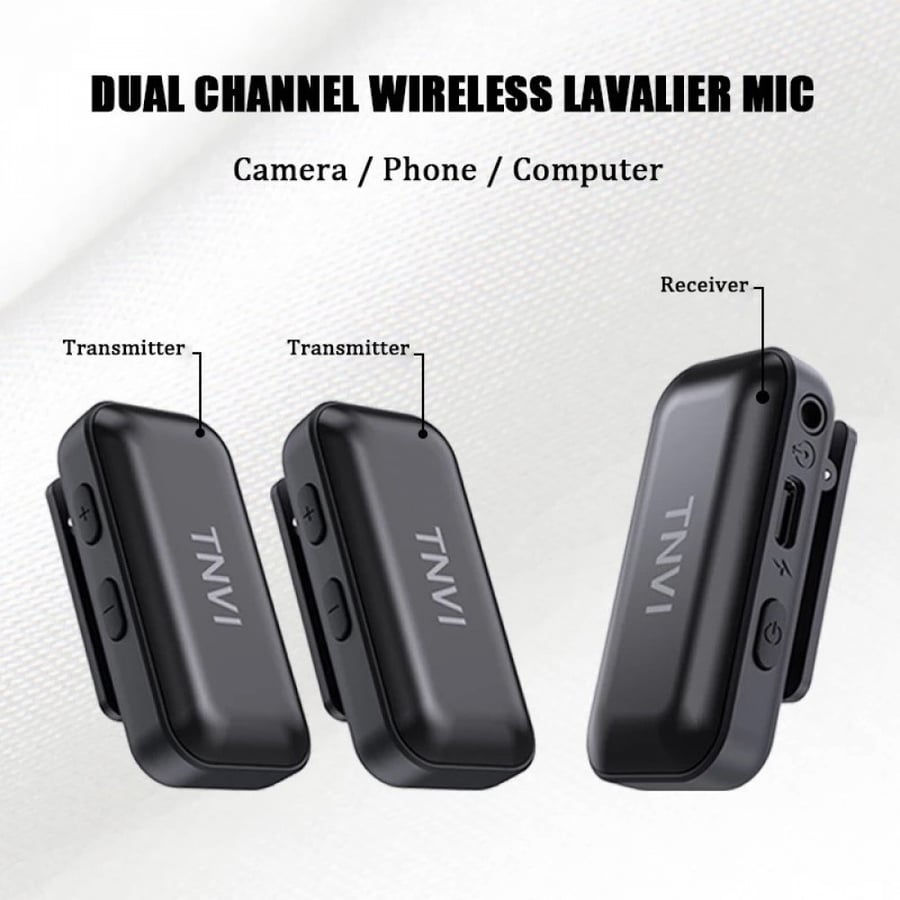 Portable Wireless Lavalier Microphone System 50m Range Interview Vlog Live Recording for iPhone Android ipad Camera mini Mic