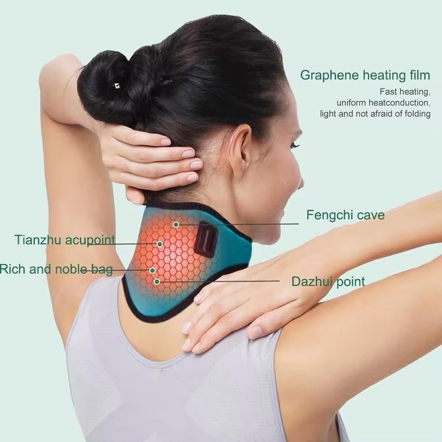 USB Heated Neck Massager with 3 Temperatures, Massage, and Moxibustion