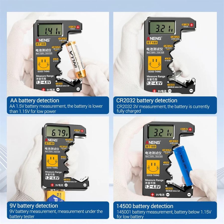 Universal Digital Battery Tester AA A AAA 9V جهاز فحص البطاريات
