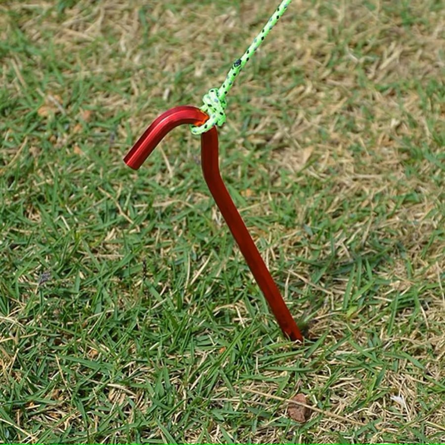 Ultralight Tent Pegs (18cm) – Durable Aluminum Alloy Stakes with Rope Buckle for Camping and Outdoor Adventures