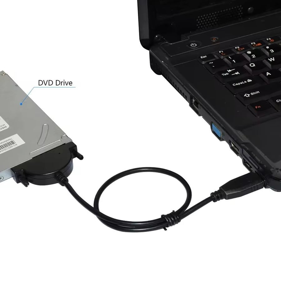 كابل محول USB 2.0 إلى SATA لتوصيل محرك الأقراص الضوئية CD/DVD-ROM بالكمبيوتر المحمول