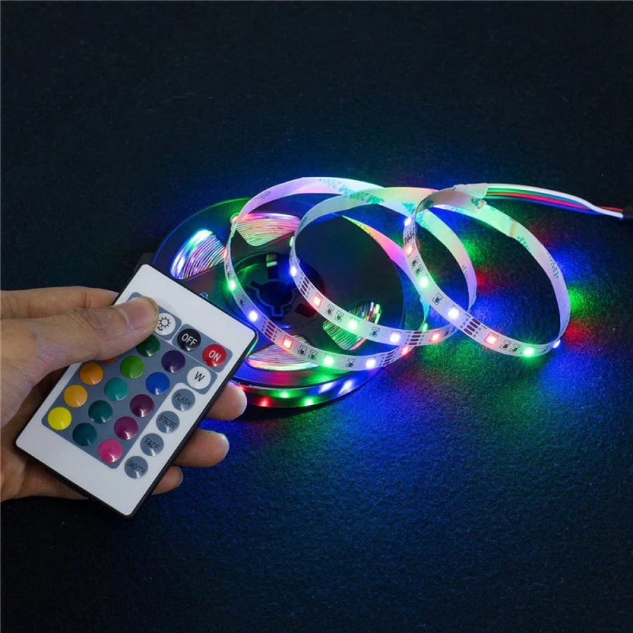 شريط إضاءة 16 لون RGB تحكم بـ (ريموت كنترول) 5متر