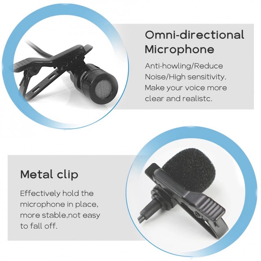 ميكروفون لاسلكي UHF Lavalier Lapel Wireless Microphone Recording Vlog Youtube Live Interview for Iphone Ipad Android DSLR microphone