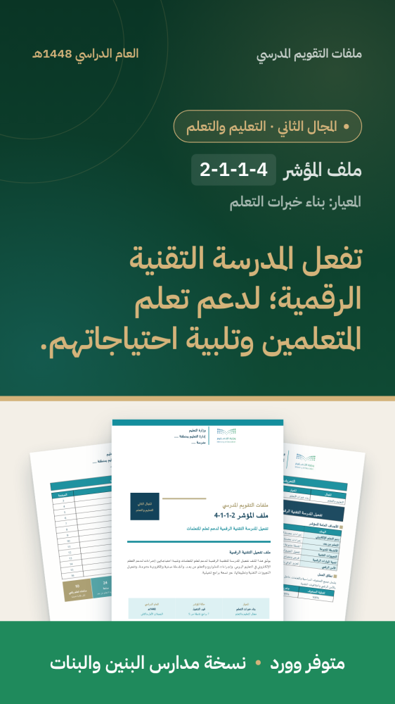 تفعل المدرسة التقنية الرقمية؛ لدعم تعلم المتعلمين وتلبية احتياجاتهم.