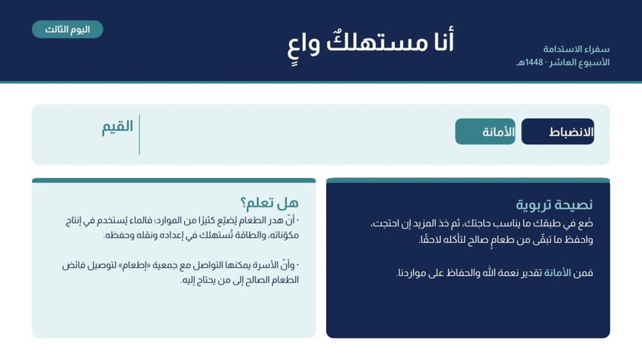 إذاعة الأسبوع العاشر «سفراء الاستدامة والوعي البيئي» – الصفوف العليا