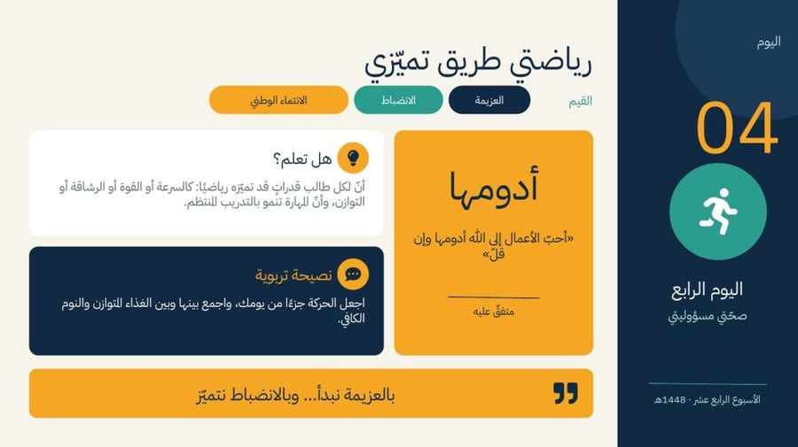 إذاعة الأسبوع الرابع عشر «صحتي مسؤوليتي» – الصفوف العليا