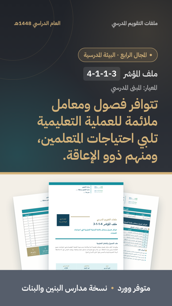 شواهد مؤشر: ملاءمة الفصول والمعامل | المجال الرابع (وورد)