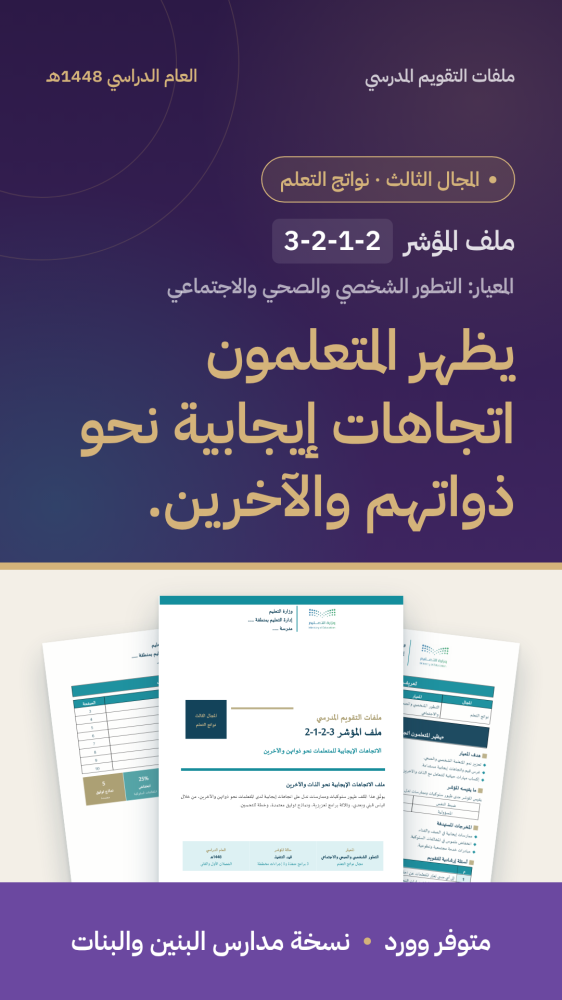 شواهد مؤشر: الاتجاهات الإيجابية نحو الذات والآخرين | المجال الثالث (وورد)