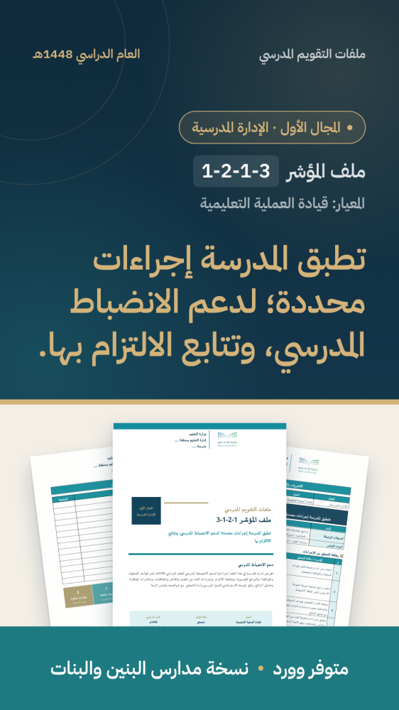 شواهد مؤشر: إجراءات دعم الانضباط المدرسي | المجال الأول (وورد)