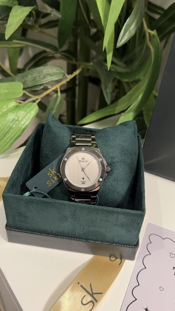 Silver watch with two swords and palm tree SK