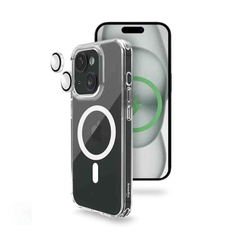 ArmorPro 2-in-1 protective cover + camera protection lenses for iPhone 15 Plus releases - transparent ArmorPro