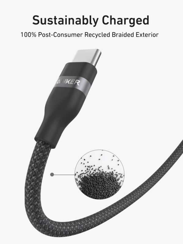 انكر كيبل نانو USB-C الى USB-C سلك مضفر مرن 240 واط