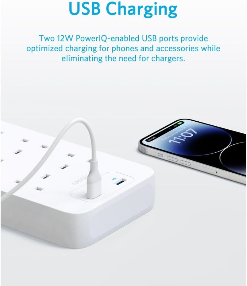 توصيلة 8 منافذ طاقة من انكر مع منفذين USB-A