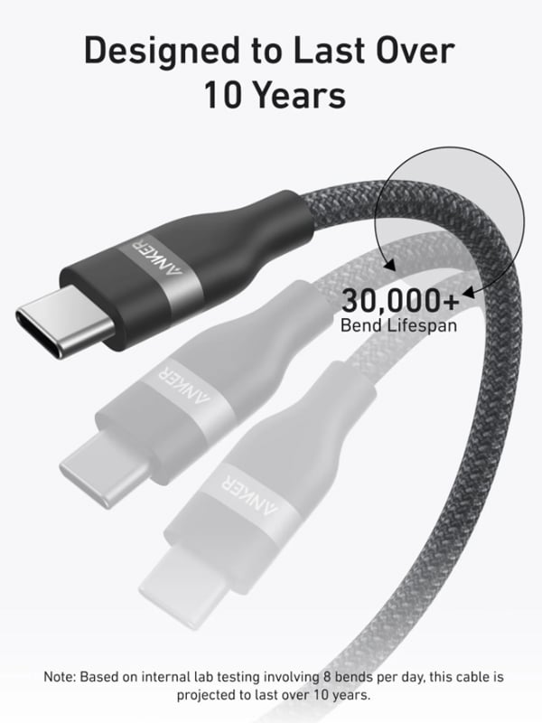 انكر كيبل نانو USB-C الى USB-C سلك مضفر مرن 240 واط