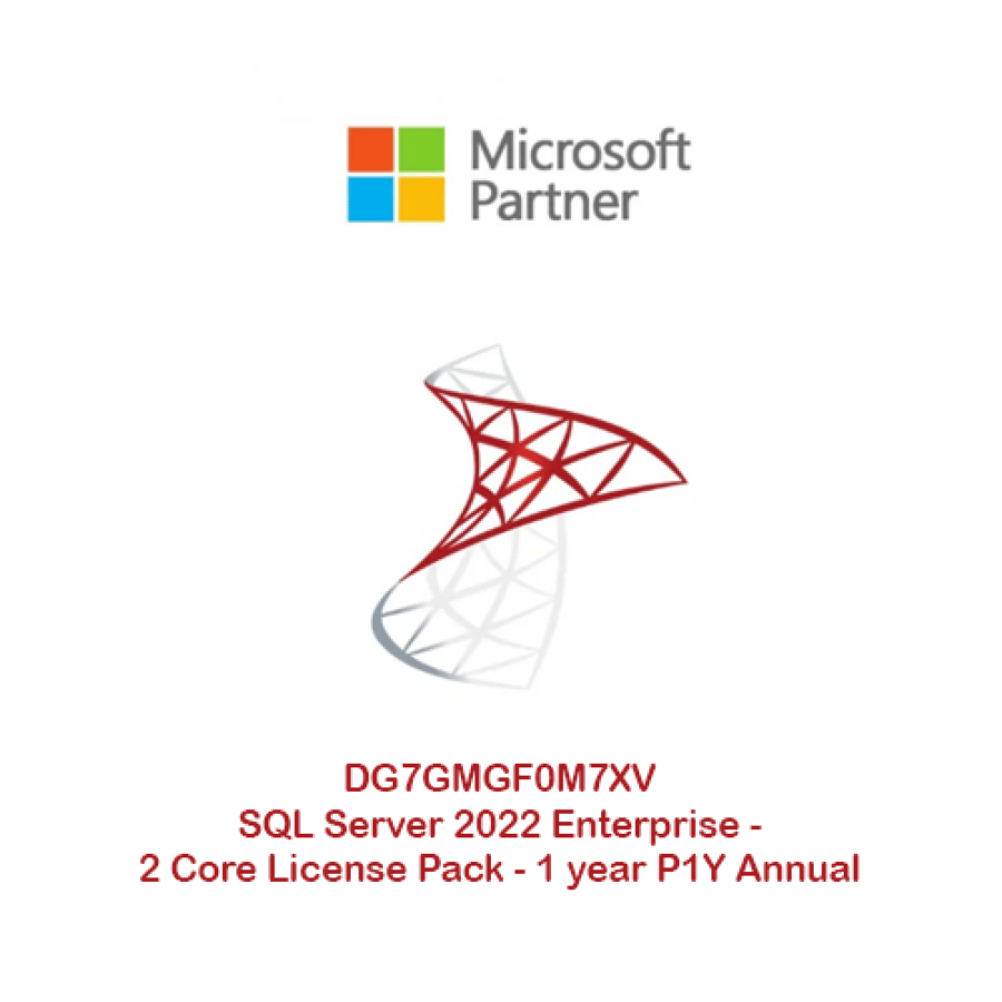 DG7GMGF0M7XV SQL Server 2022 Enterprise - 2 Core License Pack - 1 year P1Y Annual