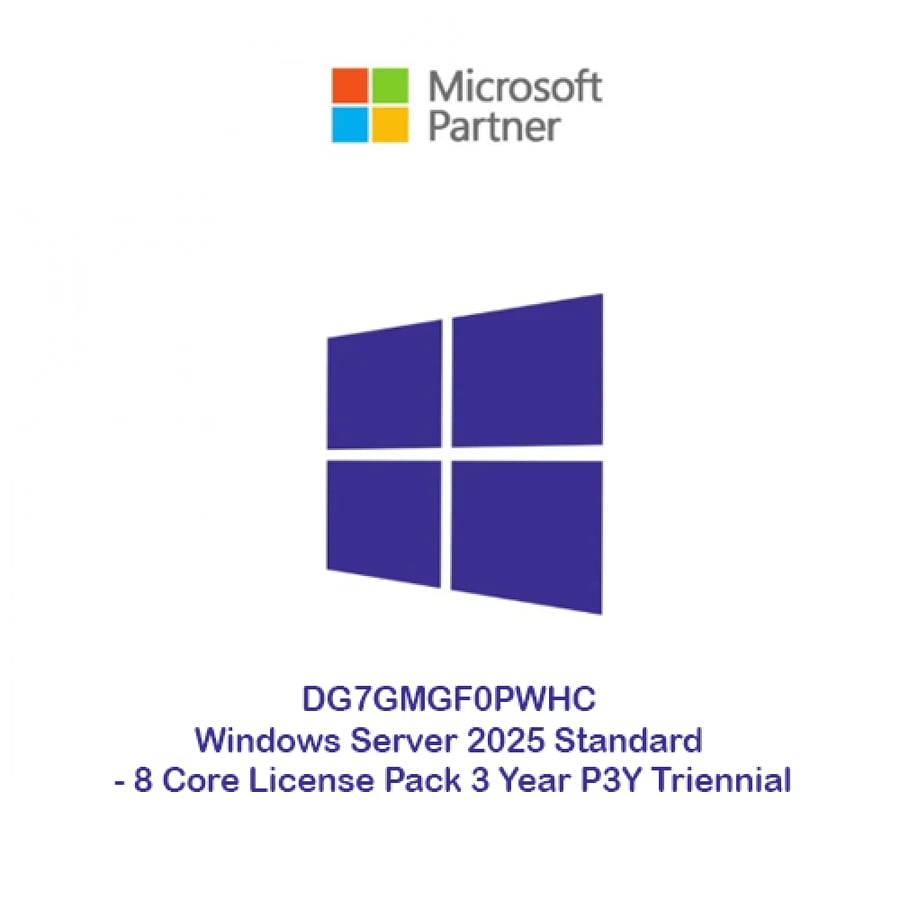 DG7GMGF0PWHC Windows Server 2025 Standard - 8 Core License Pack 3 Year P3Y Triennial
