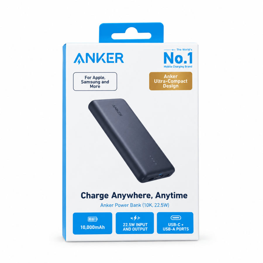 باور بانك 20000 امبير Anker بسعة 10000 مللي أمبير لشحن جوالك أثناء التنقل
