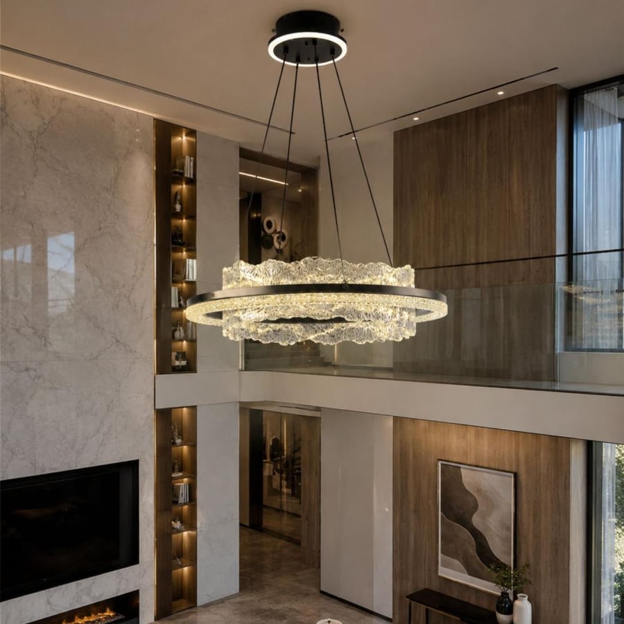 ثريا كريستال مودرن دائرية LED – تصميم فاخر للصالات والفلل الحديثة - 3195