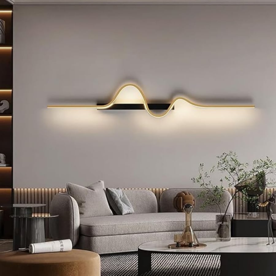 ابليك LED جداري بتصميم مزدوج بالاسود والذهبي