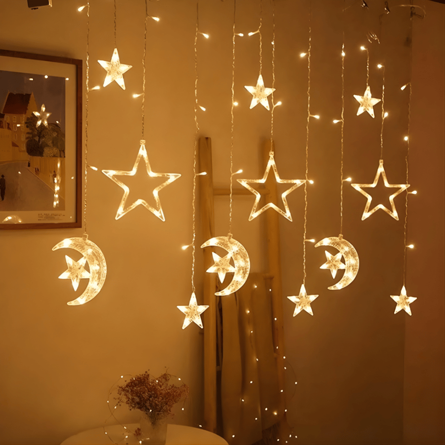حبل زينة رمضان نجمة صغير  انارة صفراء