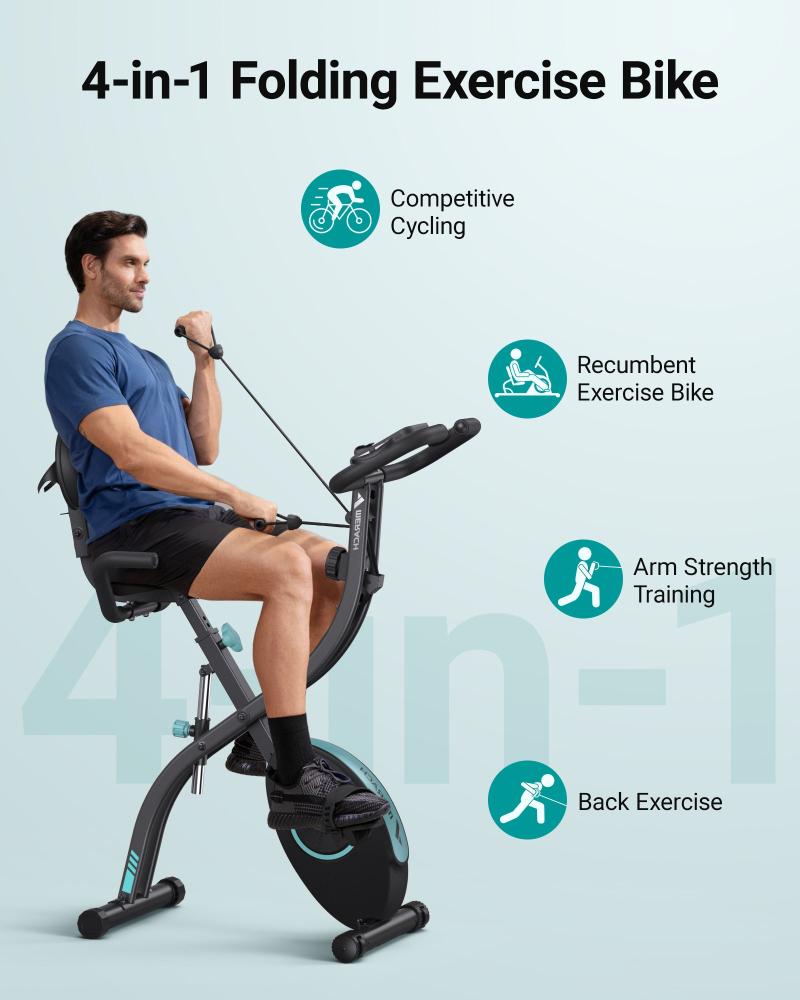 Stationary exercise bike S15 – 4 in 1 | foldable | 16-level resistance | weight 150 kg | LCD screen