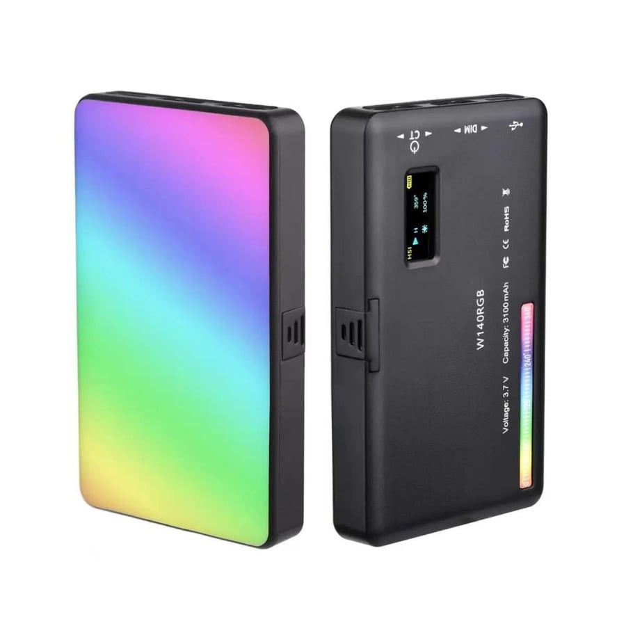مصباح فيديو LED W140 RGB قابل لإعادة الشحن للتصوير الفوتوغرافي.