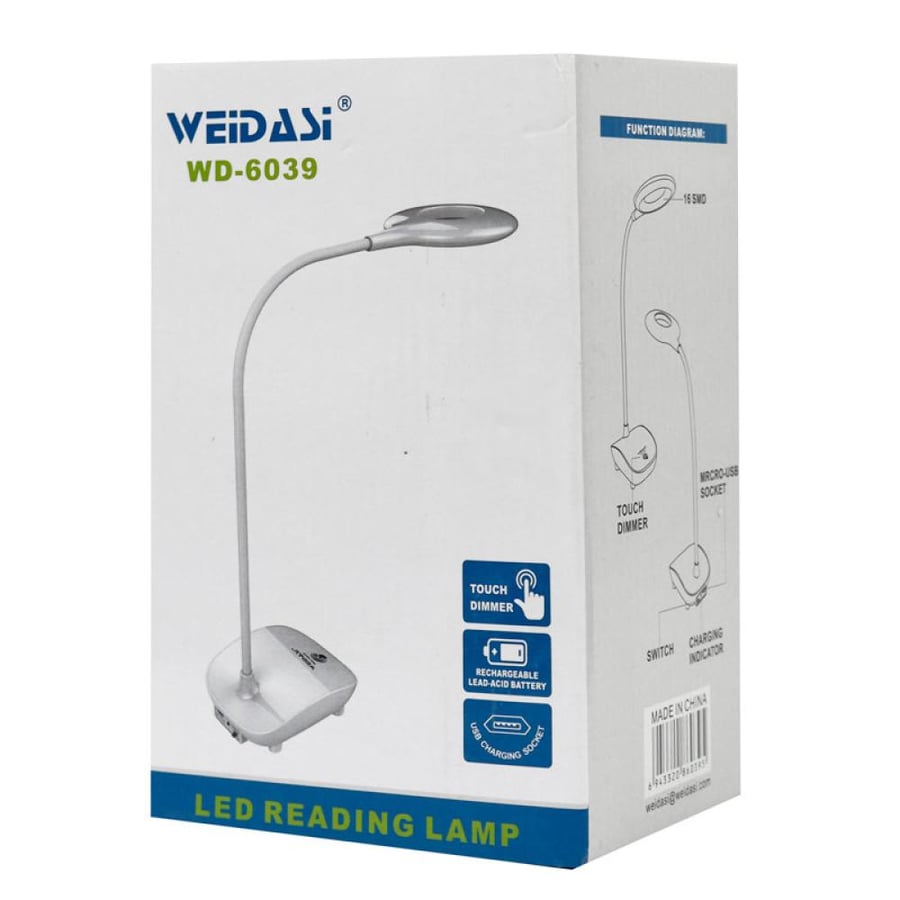 مصباح القراءة LED القابل لإعادة الشحن من WEIDASI - موديل WD-6039