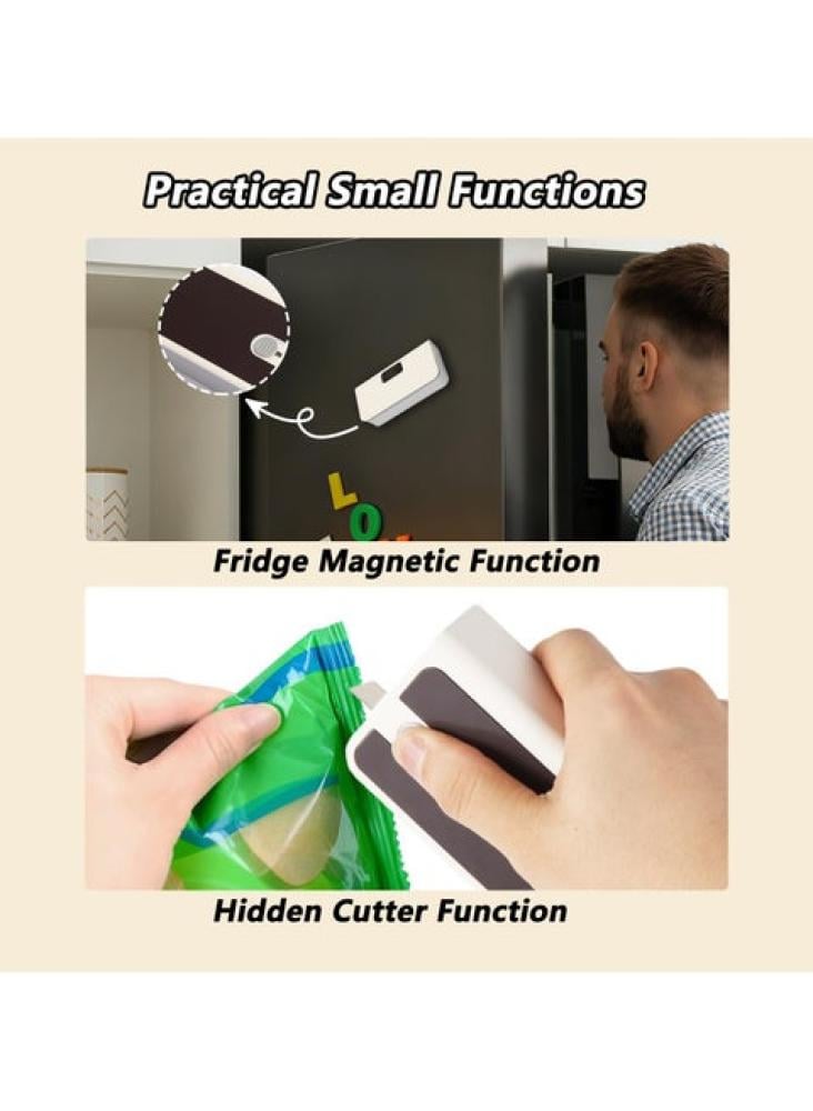 آلة ختم الأكياس الحرارية المحمولة القابلة لإعادة الشحن (Mini Bag Sealer) والمزودة بـ 6 مستويات للحرارة وشاشة LED وعملية جذب مغناطيسي