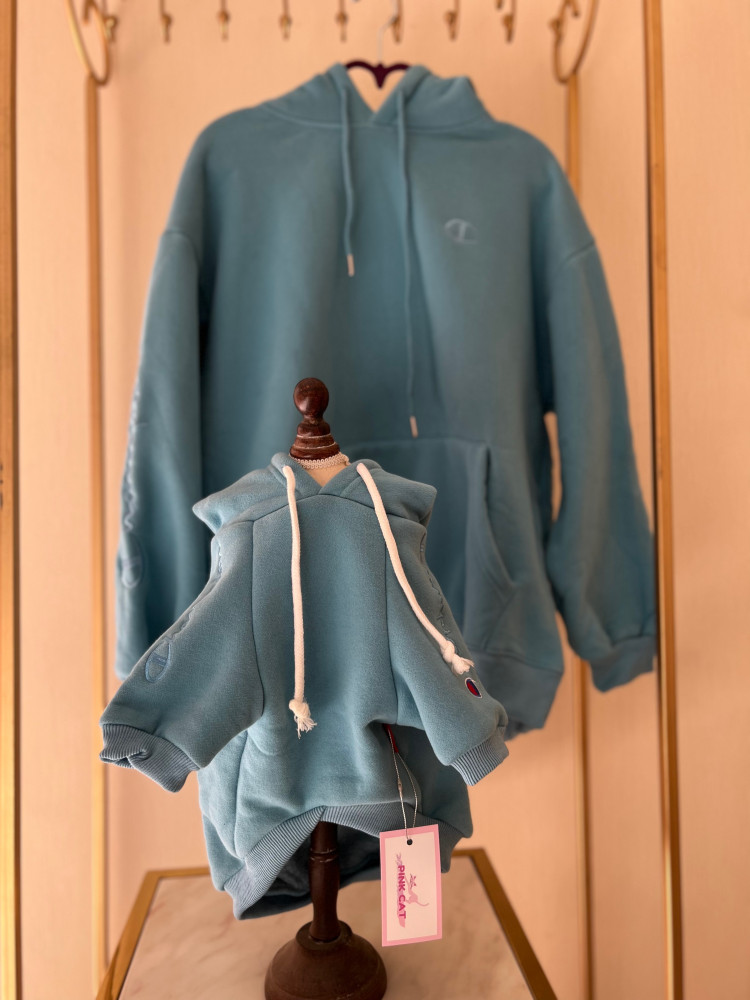 blue hoodie