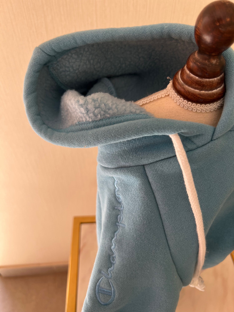 blue hoodie