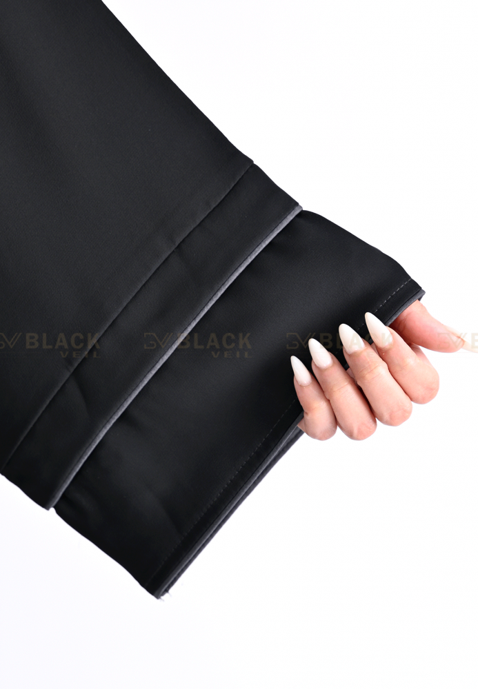 Black abaya with square pattern
