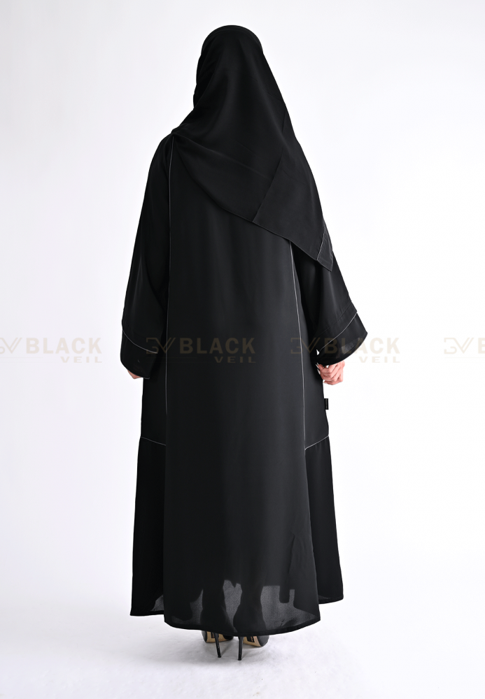 Black abaya with square pattern