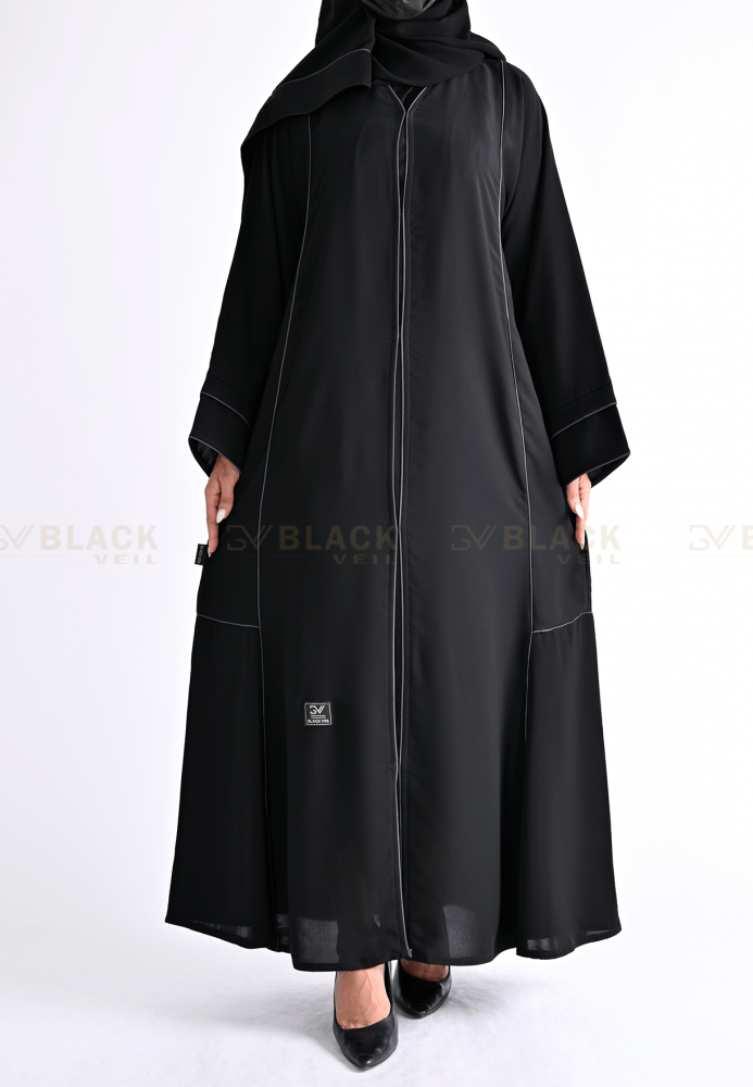 Black abaya with square pattern
