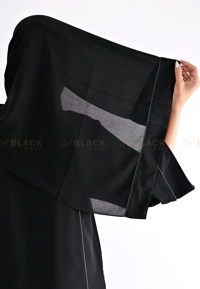 Black abaya with square pattern