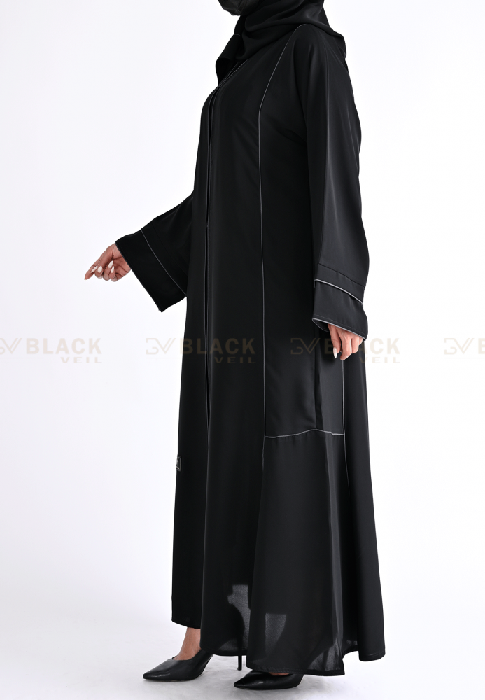 Black abaya with square pattern