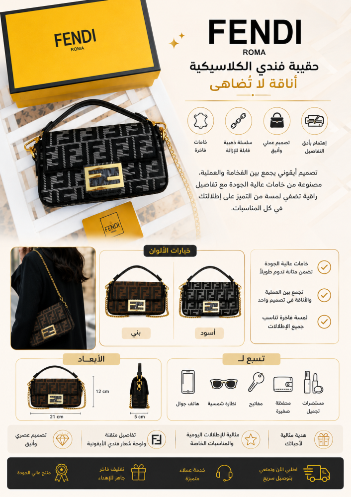 حقيبة نسائية فندي بتصميم كلاسيكي