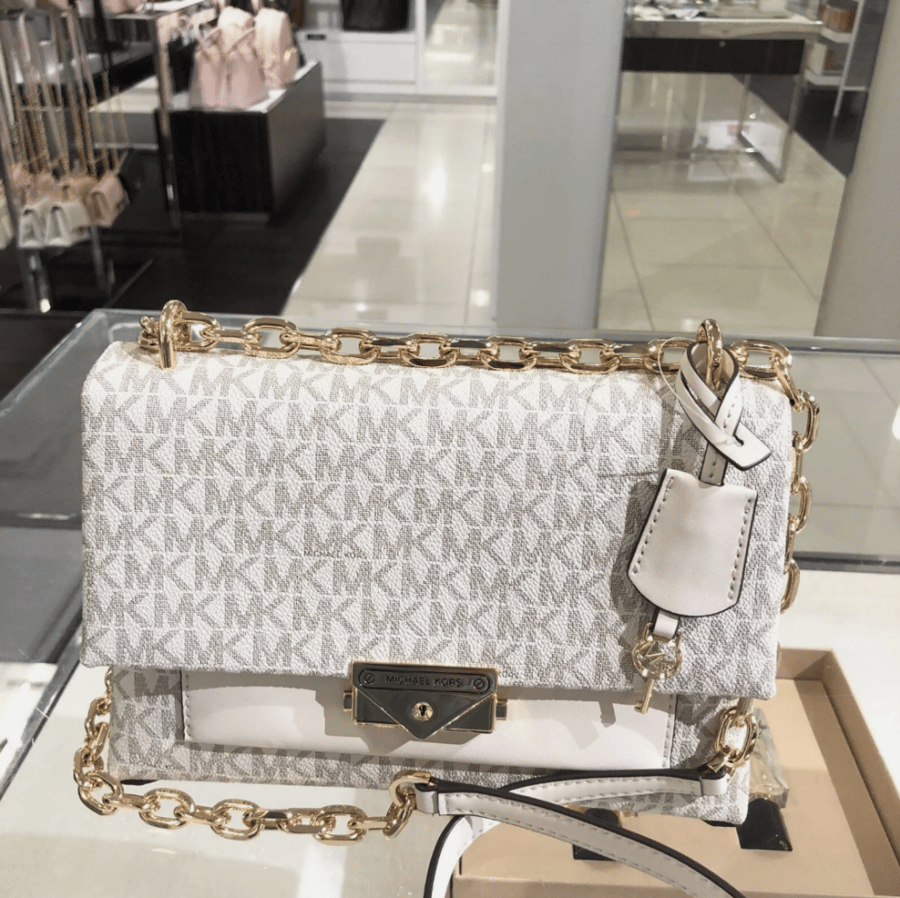 MICHAEL KORS Cece Light Cream Multi Leather Medium Flap Pocket Shoulder Bag