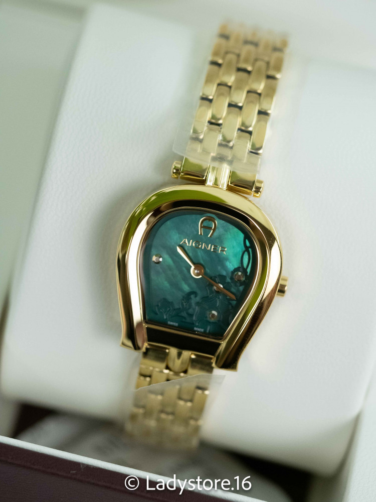 ساعة Aigner ذهبي وأخضر