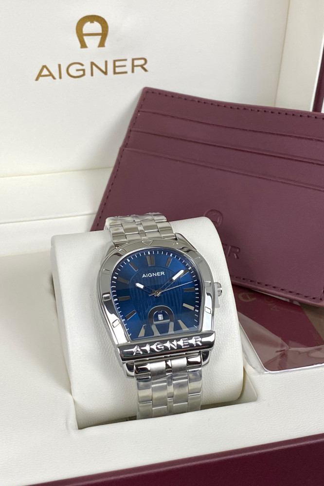 Aigner Silver with blue men watch