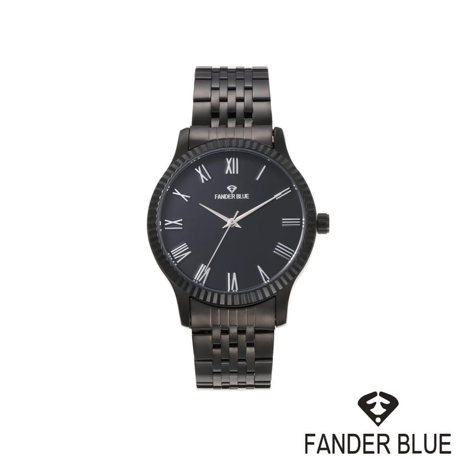 Men's Finder Blue Watch with Steel Strap and Black Dial