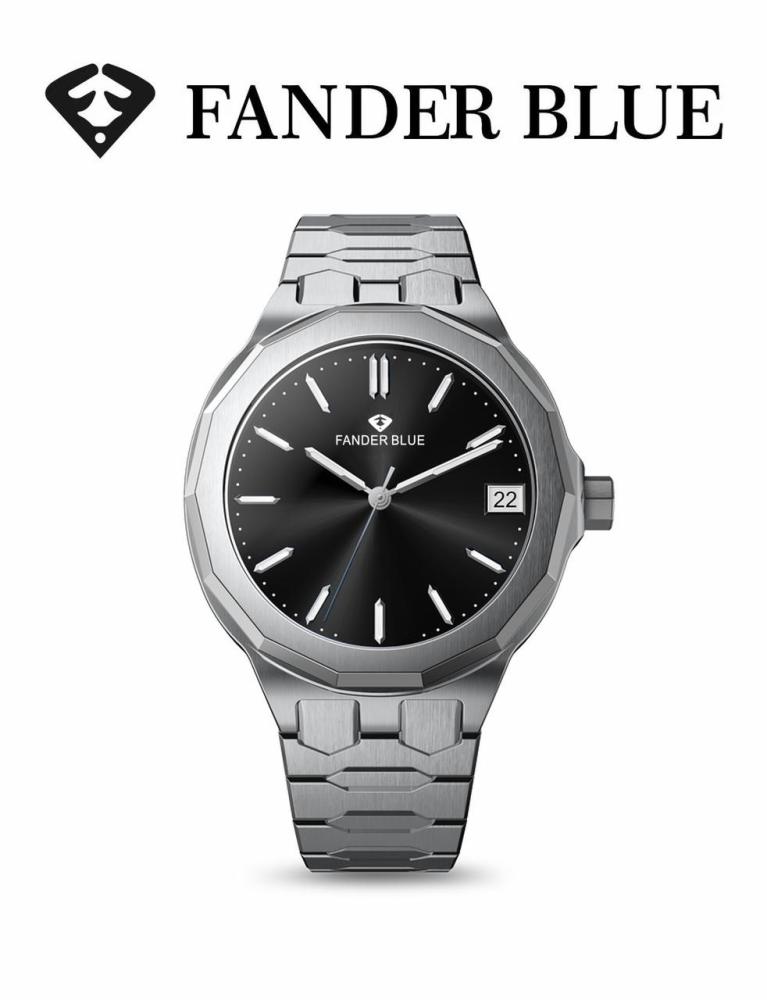 Men's Finder Blue Watch with Steel Strap and Black Dial