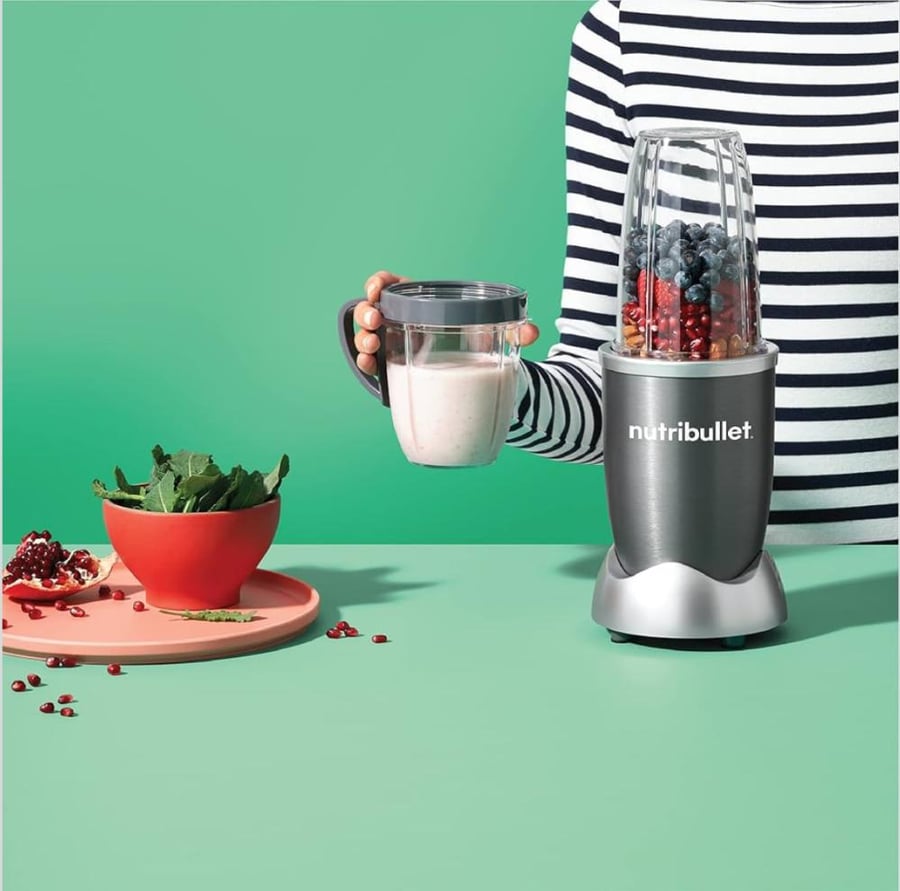 NutriBullet Grey Countertop Blender 600 Watt - NBR-0612 Premium Quality 6-Piece High-Speed Blender/Mixer System, Gray