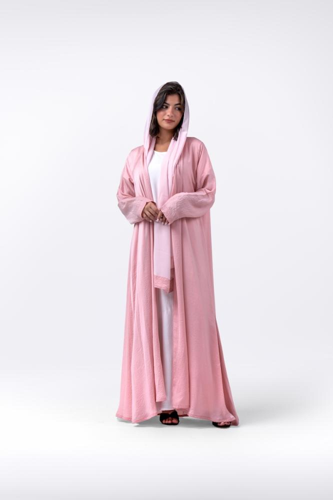 عبايات نسمة وردي كلوش حرير مغسول من عبايات جدة أربن Jeddah Urban Abayas