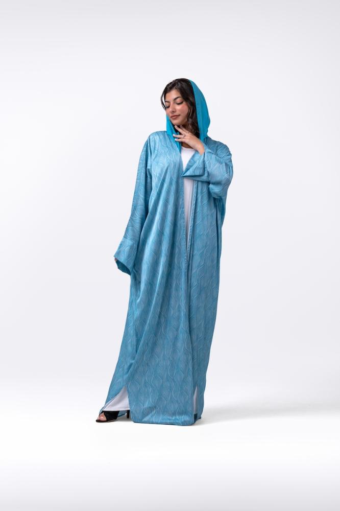 عبايات فيرا سي - نص بشت من حرير أرماني بلون البحر، تصميم صيفي من جدة أربن  Vera Sea Jeddah Urban Abayas