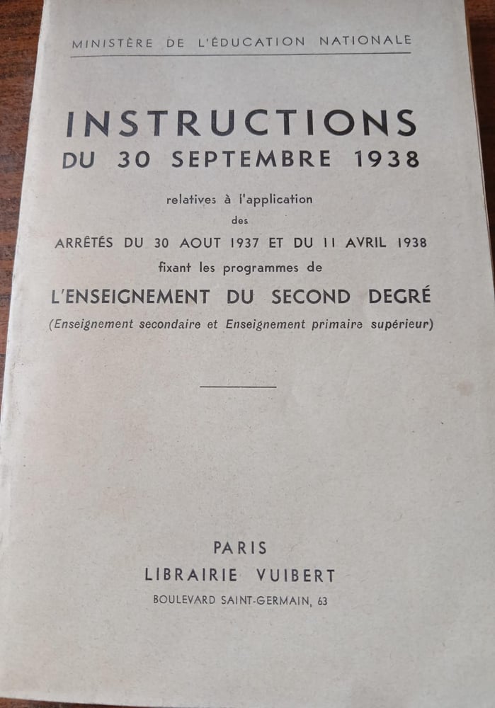 instructions du 30 septembre 1938