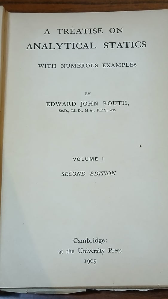 a treatise on analytical statics (L13)