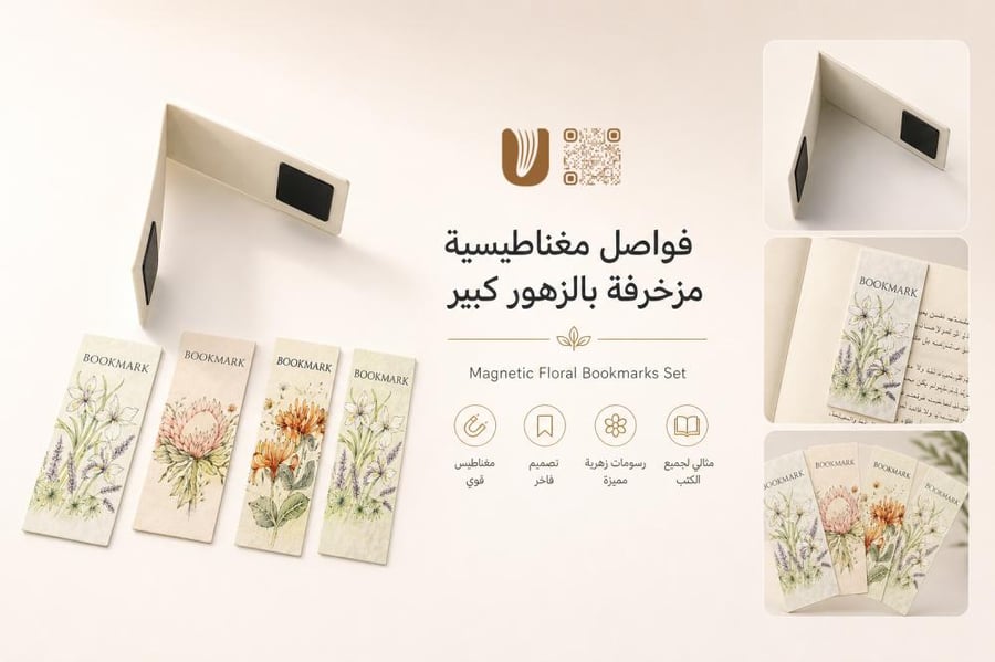 فواصل مغناطيسية مزخرفة بالزهور -كبير-