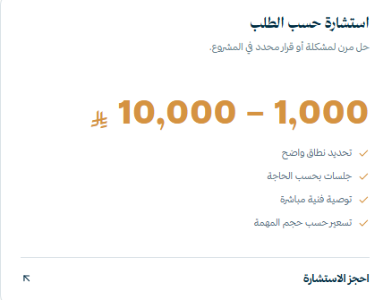 استشارة حسب الطلب ( حل مرن لمشكلة أو قرار محدد في المشروع )