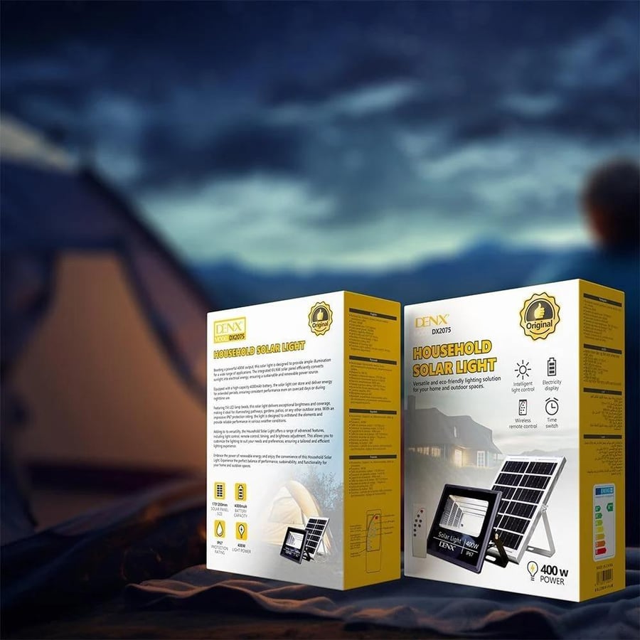 Solar-powered flashlight 400 watt DENX DX2075